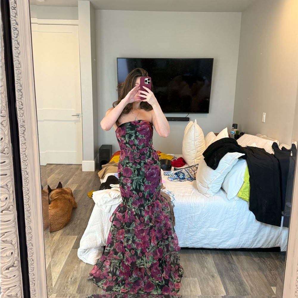 Floral Strapless Gown